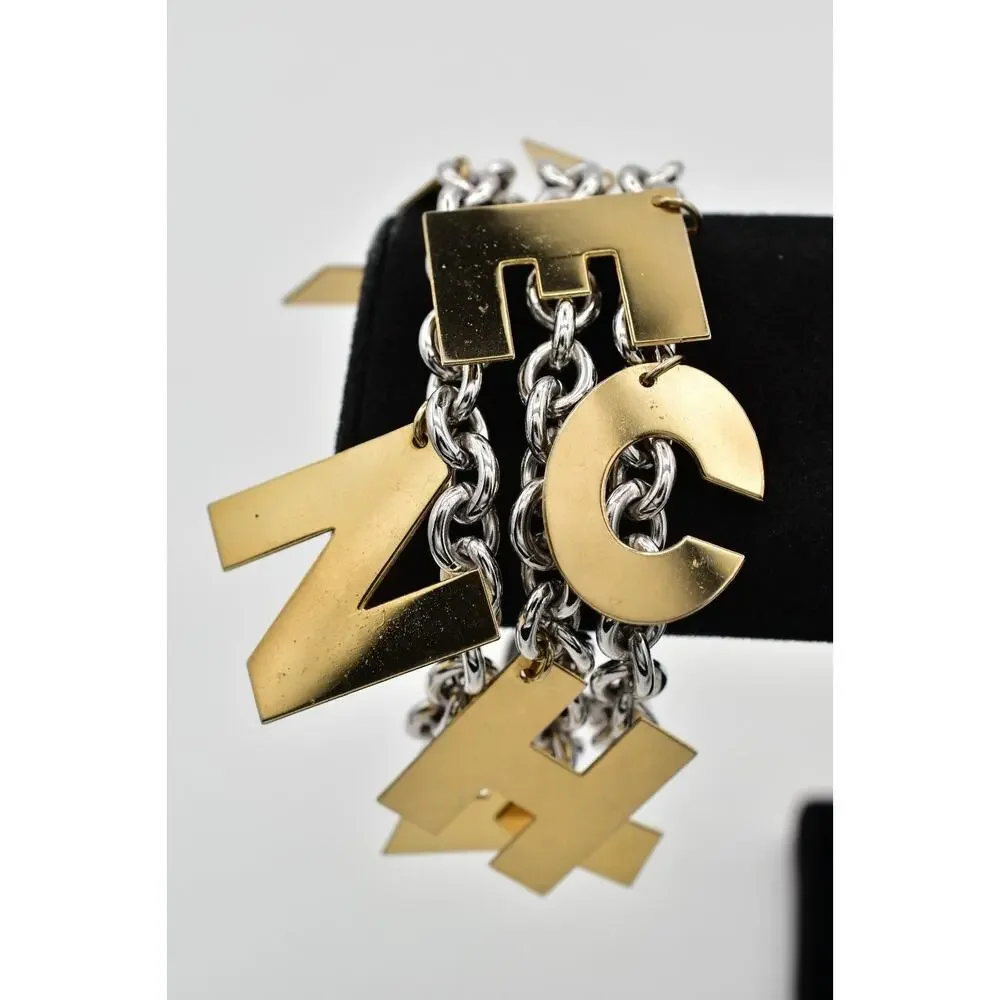 Givenchy Vintage Logo Charm Bracelet Gold Chunky Runway Rare Signed 1980s BinO
